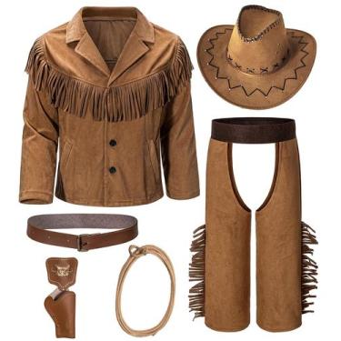 Imagem de Costume KAIPUTE Cowboy, calça para crianças de 6 a 8 anos, unissex