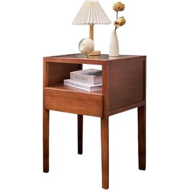 Imagem de JIKUGO Mesa de cabeceira com mesa de vidro temperado, prateleira de armazenamento para mesas-de-cabeceira, mesas de cabeceira, mesas de cabeceira, mesa lateral de cama (estilo 2)