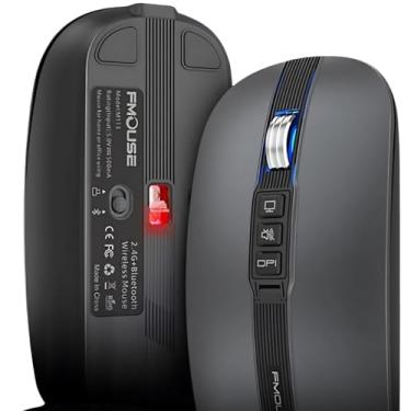 Imagem de Mouse Recarregável Bluetooth Compatível com MacBook Air Pro M1 M2 M3 M4 - Conexão Sem Fios e Cliques Silenciosos (Cinza)