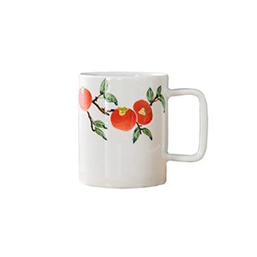 Imagem de GRFIT Caneca pintada à mão xícara de cerâmica xícara de café criativa retrô xícara de chá de grande capacidade adequada para chá de flores latte cappuccino caneca de café (cor: B)