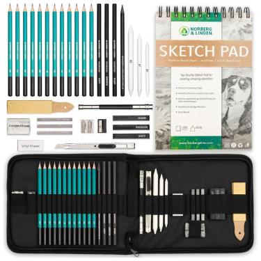 Imagem de Kit Lápis de Cor Profissional com Estojo 100 peças Tintas Acrílicas, Aquarela, NORBERG LINDEN 4336945587, Preto