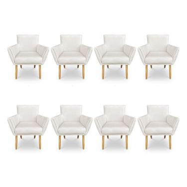 Imagem de Kit 8 Poltronas Decorativa Leticia Suede Pés Palito Castanho - Pallazio Cor Verde
