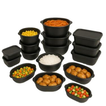 Imagem de Kit 15 Potes Herméticos De Plástico Com Tampa – Empilháveis E Ultra Resistentes Para Alimentos(Preto)