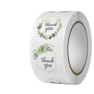 Imagem de Adesivos de presente adesivos de agradecimento com 500 peças de objetos decorativos brancos redondos para embalagem de envelopes