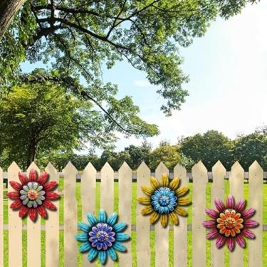 Imagem de Decoração de parede com estampa plana de flor de ferro - decoração de casa decoração de jardim interno e externo cerca de gramado