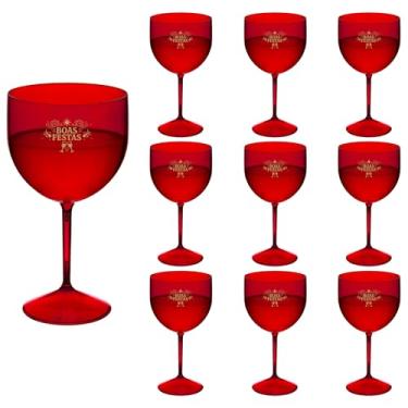 Imagem de Taça Acrílico Gin 500ml Boas Festas 10pçs (VERMELHO)