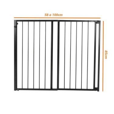 Imagem de Portão Segurança Pet E Criança Regulável De 58 A 100Cm Preto