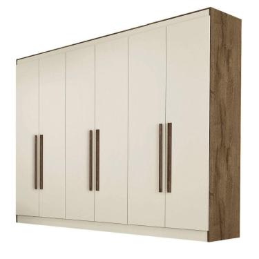 Imagem de Guarda Roupa Oslo 6 Portas 6 Gavetas 100% Mdf Mademarcs Brauna-off White
