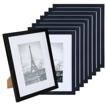 Imagem de DICOSMETIC 8 peças de moldura de cinema preta de 27,5 x 22,4 cm, comporta mídia de 20 x 25 cm, conjunto de molduras de PVC com gancho e suporte instalados para pendurar na parede ou decoração de mesa