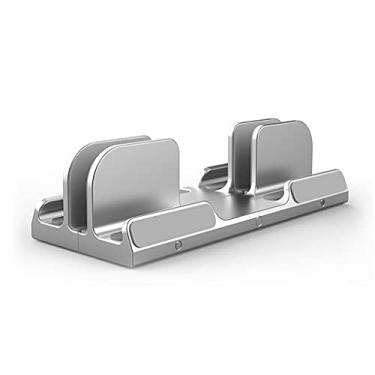 Imagem de Suporte de laptop de liga de alumínio, base ajustável vertical, suporte de mesa com compartimento duplo