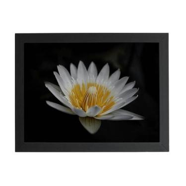 Imagem de Quadro Nenúfar Pigmeu Pequeno Branco Moldura Preta 60X40Cm - Plimshop