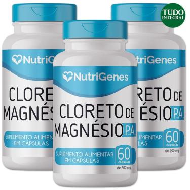 Imagem de Kit 3 Cloreto De Magnesio P.A 810 Mg 60 Caps - Nutrigenes-Unissex