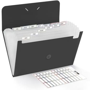 Imagem de SKYDUE Pasta de arquivo expansível com 13 bolsos, organizador de arquivos sanfonado serve para papel tamanho A4/carta, pasta sanfonada com etiquetas - organizador de recibos de documentos para