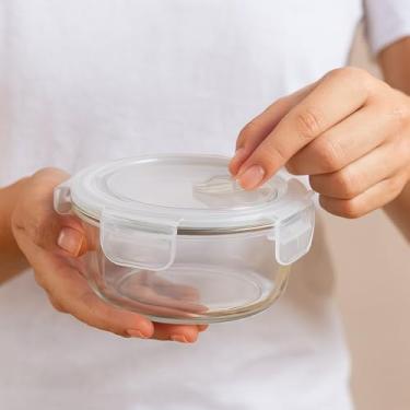Imagem de Pote Hermético de Vidro 650ml, Transparente, com Tampa e Vedação de Silicone, 16cm Diâmetro x 7cm Altura, para Armazenamento de Alimentos