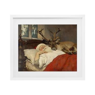 Imagem de Stupell Industries "Goodnight Santa & Reindeer", Impressão emoldurada sob vidro, branca, 40,6 x 33,5 cm