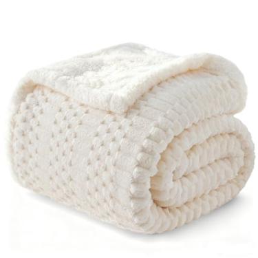 Imagem de Cobertor de lã de ovelha para sofá flanela aconchegante macio cobertor de solteiro quente para cama de lã decoração de casa, presentes, Z01 - branco, 203 x 229 cm