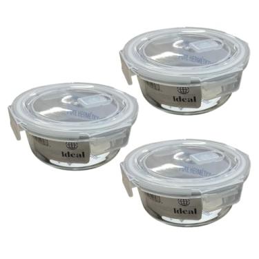 Imagem de Kit 3 Potes Herméticos de Vidro com Tampa, 650 ml, Transparente, Recipiente para Armazenamento de Alimentos