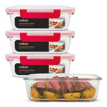 Imagem de 4 Potes Herméticos Vidro Travas Mais Firmes Premium 1520ml - U4HOME, V