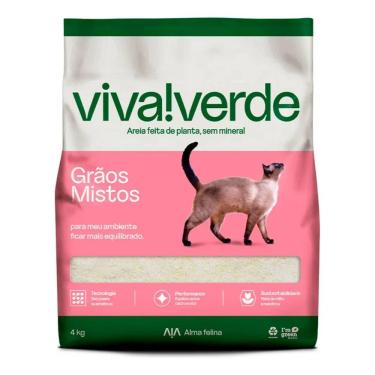 Imagem de Areia Viva Verde Biodegradável Grãos Mistos (nova Embalagem) Super Premium Para Gatos 20kg