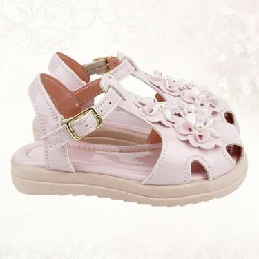 Imagem de Sandália Feminina Infantil Menina Confortável e Macia Moda Verão com F