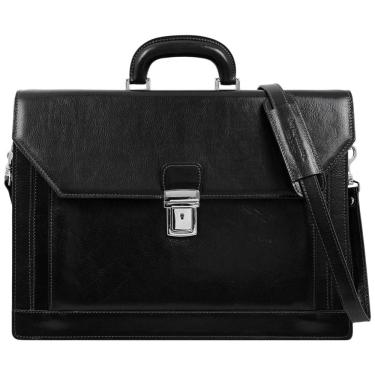 Imagem de Bolsa Maleta de Couro Masculina para Laptop, TIME RESISTANCE, Preto