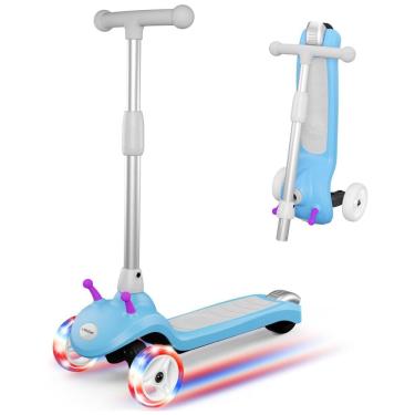 Imagem de Patinete Elétrico para Crianças de 2 a 8 anos com 3 Rodas e LED, Peso Max 50kg, Gobazaar, Azul