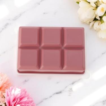 Imagem de Generic 1 bandeja de gelo grande de 6 cavidades com tampa quadrada lavar à mão apenas silicone rosa empoeirado 17,8 x 12,5 x 5 cm
