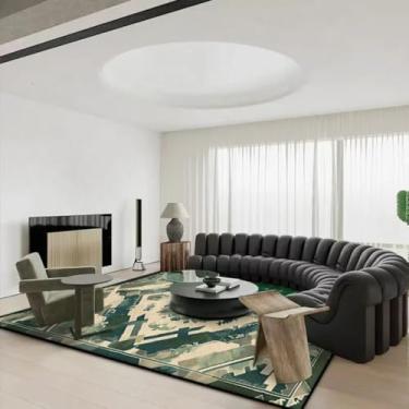 Imagem de Tapetes decorativos estilo casa, sala de estar, antiderrapantes, laváveis, para sala de jantar, macios e personalizáveis, para sofá e mesa (3,2 x 5,2 pés (100 x 160 cm)/JH023-Flannel-6)