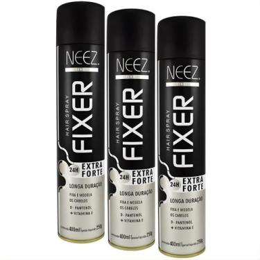 Imagem de Kit 3 Spray Fixador De Cabelo Profissional Neez Laque Capilar Fixação 