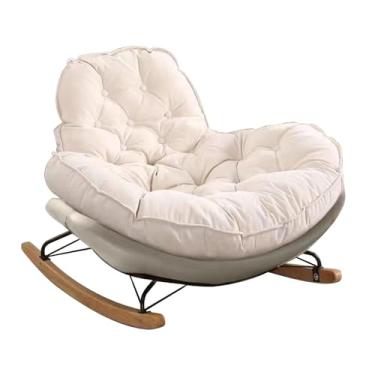 Imagem de Cadeira de balanço estofada de veludo de pele de veado cadeira de braço alto com encosto alto cadeiras de balanço modernas cadeiras laterais confortáveis para quarto, sala de estar (verde menta)