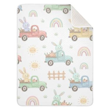 Imagem de Burbuja Cobertor de bebê de carro de coelho para meninos e meninas, cobertor macio e quente para bebês, cobertor infantil de 76 x 101 cm