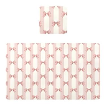Imagem de Burbuja Jogo americano Bow Conjunto de 4 para mesa de jantar, tapetes de mesa de PVC à prova d'água, antiderrapantes, resistentes ao calor, fáceis de limpar, 30 x 45 cm