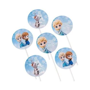 Imagem de Topos De Cupcake Princesa Do Gelo Para Crianças, Decoração De Bolo Com
