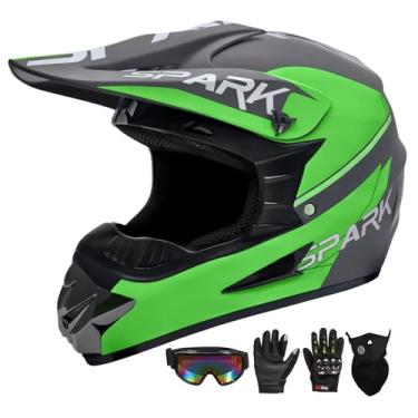Imagem de Capacete de motocross juvenil infantil capacete de bicicleta suja ATV Bump capacete de segurança capacete de motocicleta de rosto inteiro capacete de mountain bike off-road com óculos luvas máscara