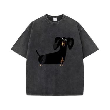 Imagem de Camiseta Feminina Oversized Com Estampa Divertida De Cachorro Dachshun