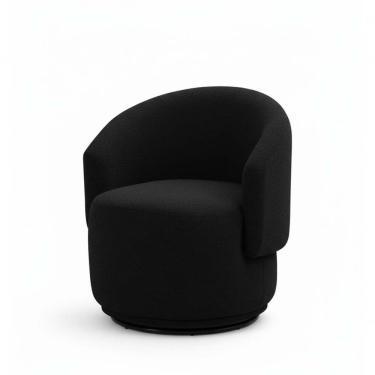 Imagem de Poltrona Decorativa Giratória Sala De Estar Recepção Jasmine Bouclé Preto