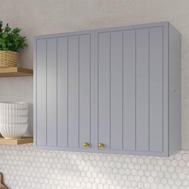 Imagem de Armário Aéreo 2 Portas 80cm Marselha Cabecasa Madeiraoriginals Azul Sereno
