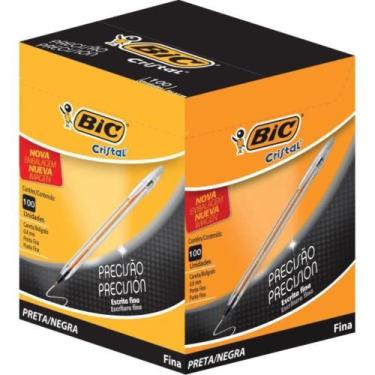 Imagem de Caneta Esferográfica Cristal Fina Preta 100un - Bic