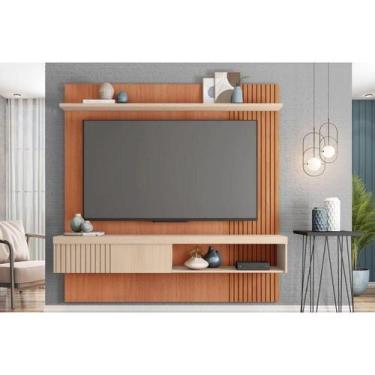 Imagem de Painel Home p/ TV até 65 Pol Jade Ripada 180x183cm Freijo/Off White - 