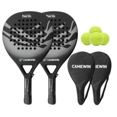 Imagem de Conjunto de raquetes de padel Gamewin 4013 cinza+cinza com 4 bolas e m