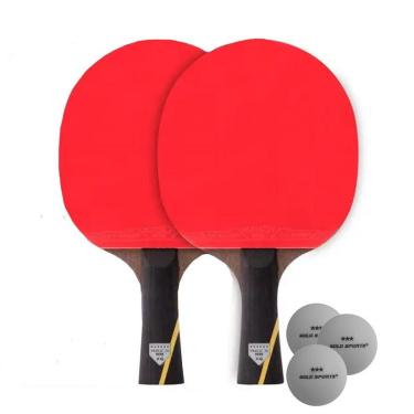 Imagem de Kit de Tênis de Mesa Huieson Carbon-2 Raquetes 6 Estrelas + bolsa e 3 bolas-Unissex