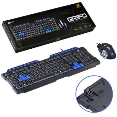 Imagem de Kit Mouse Gamer Escritório USB Até 2400DPI Ergonômico + Teclado  Padrã