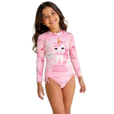 Imagem de Conjunto Biquíni Infantil Unicórnio Proteção UV Praia Confor