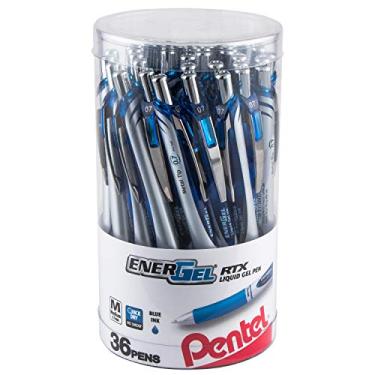 Imagem de Caneta de gel líquido retrátil Pentel EnerGel RTX, linha média de 0,7 mm, Pacote com 36, Azul, 0.7mm