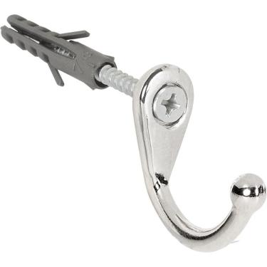 Imagem de Cabide Gancho De Parede Para Roupas Cromado Kit 20 Ganchos