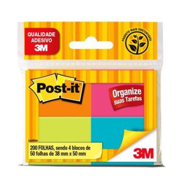Imagem de Blocos Adesivos Post-It 4 Cores Tropical 50 Folhas | 4 Blocos - 3m