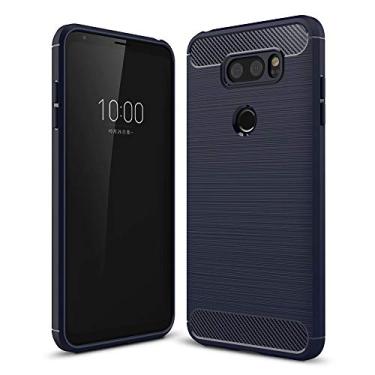 Imagem de YUNCHAO Caixa de telefone Para LG V3 V3 Textura escovada Fibra de carbono à prova de choque TPU estojo protetor de armadura robusto capa para celular