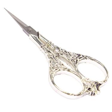 Imagem de (11cm , Silver) - BIHRTC Vintage European Style Scissors Stainless Steel for Cross Stitch Cutting Embroidery Sewing Handcraft Craft Art Work DIY Tool(Silver)