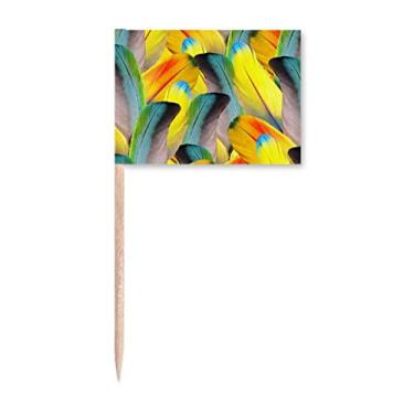 Imagem de Penas coloridas flor luz solar palito bandeiras marcador topo decoração festa