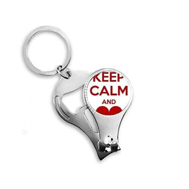Imagem de Citação vermelha Keep Calm and Love Nail Nipper Ring Chaveiro Abridor de Garrafas Cortador